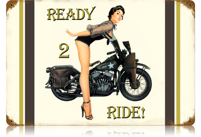 "Ready to Ride" Vintage Metal Sign